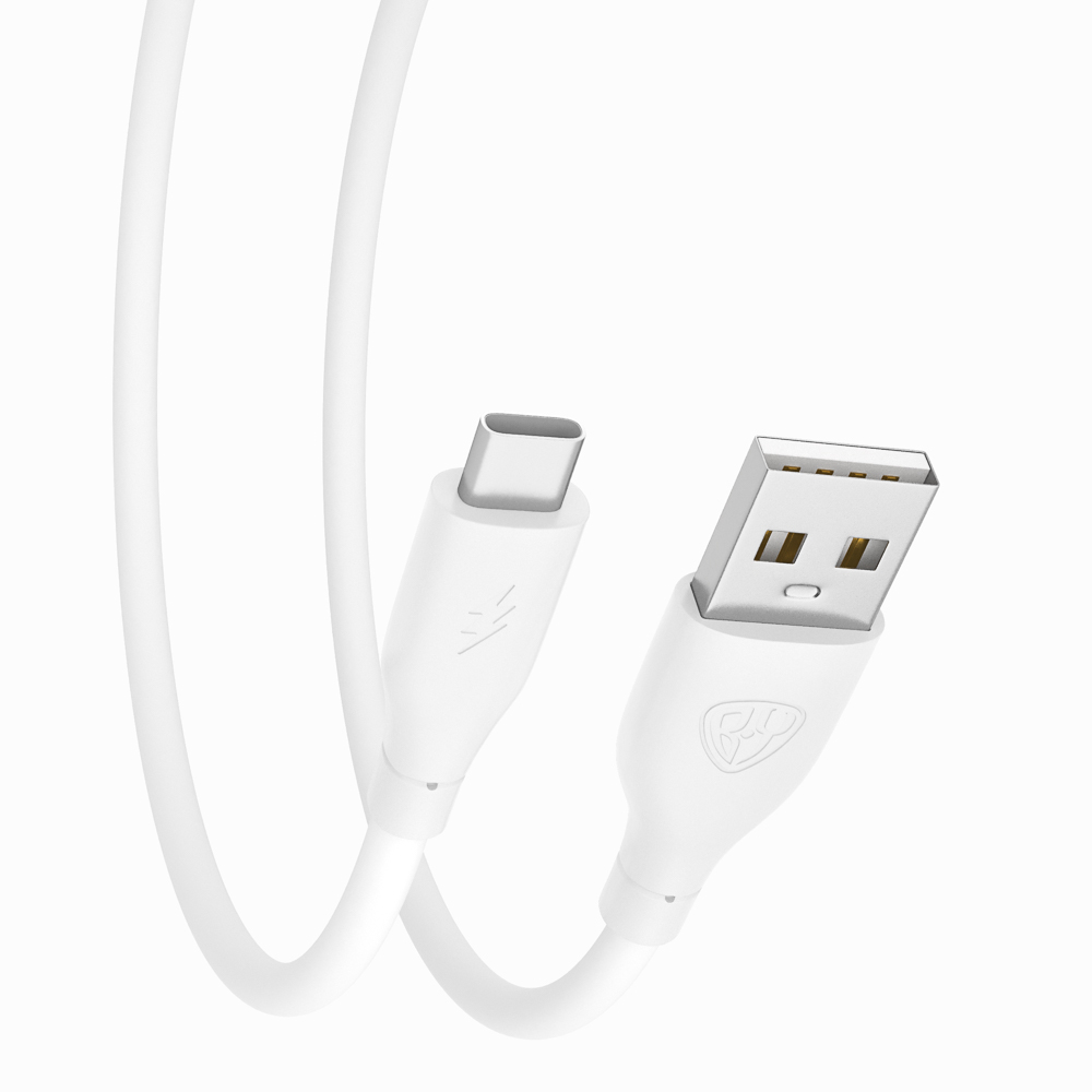 Кабель для зарядки USB(A)-Type C BY Эко, 1м, Быстрая зарядка 3А, QC, PD 20Вт, прорезиненный, белый, арт.№ 931-545
