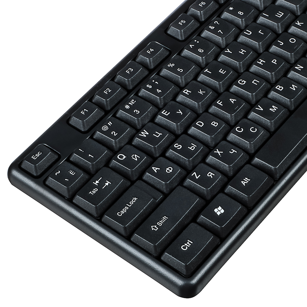 Клавиатура проводная Первая цена Optima, мембранная, 104кл.,белая кириллица, USB, каб. 140см, черный, арт.№ 405-110