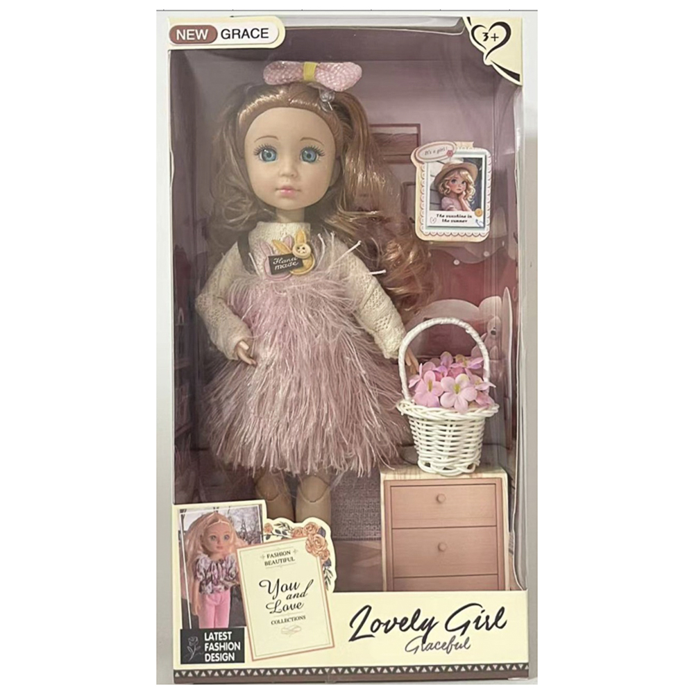 Кукла шарнирная 30 см, с корзинкой, PP, PVC, ABS, Н20, тм ИГРОЛЕНД, 3+, арт.№ 436-211