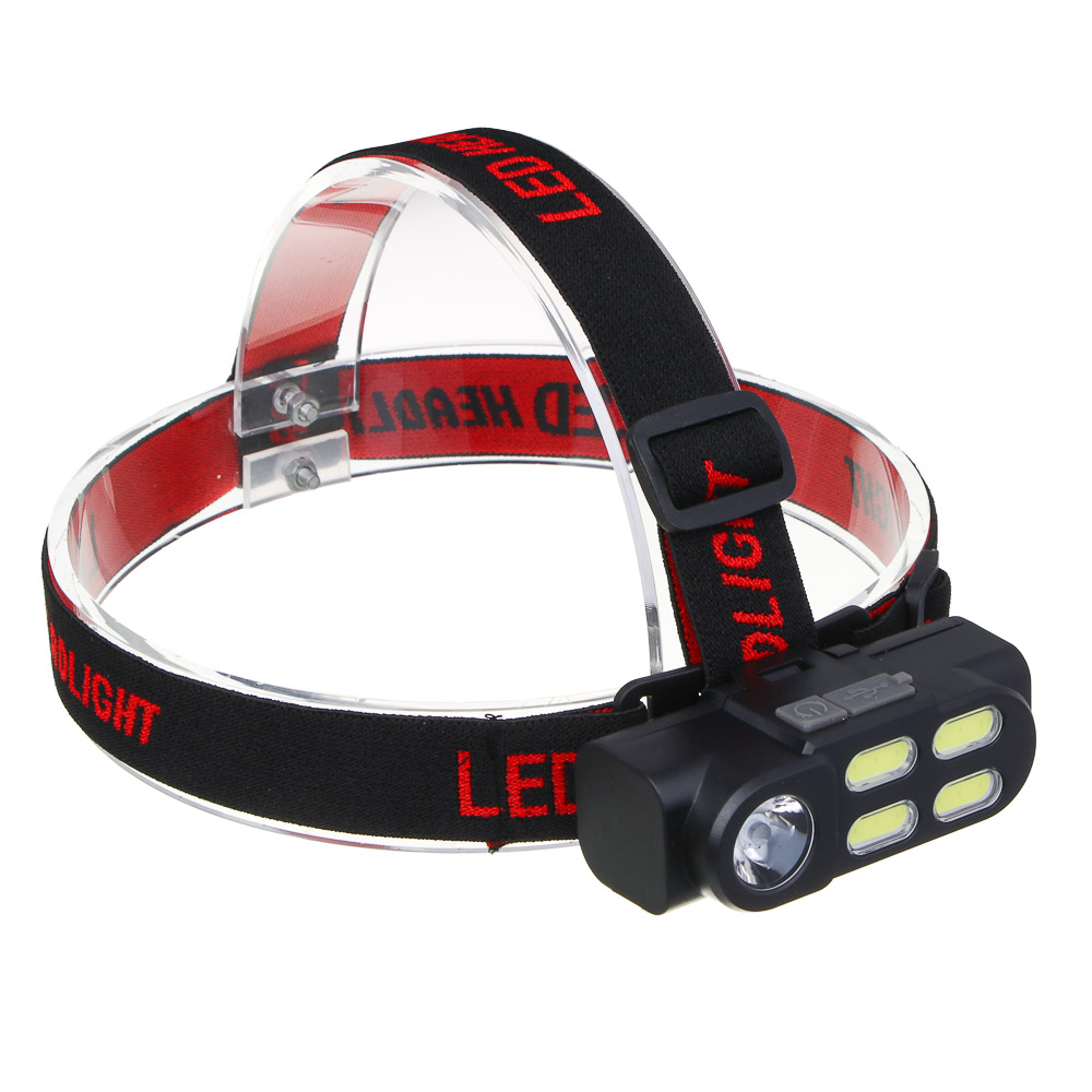 ЕРМАК Фонарь налобный, XPE+COB, 4 режима, зарядка USB, 83х27х25 мм, без АКБ, арт.№ 223-080