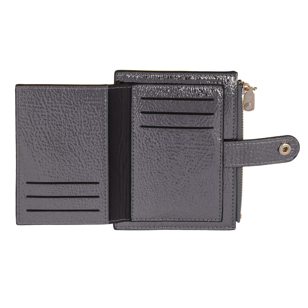 ЮL Айслин Кошелек для карт, купюр и монет, полиуретан, 13,5х9,5 см, серебряный, МП-1, арт.№ 303-012