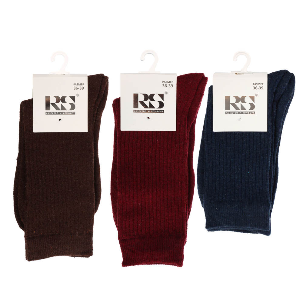 Носки женские "полушерсть" в рубчик, 65% полушерсть, 15% акрил, 10% спандекс, 10% эл, р. 36-39, арт.№ 019-527