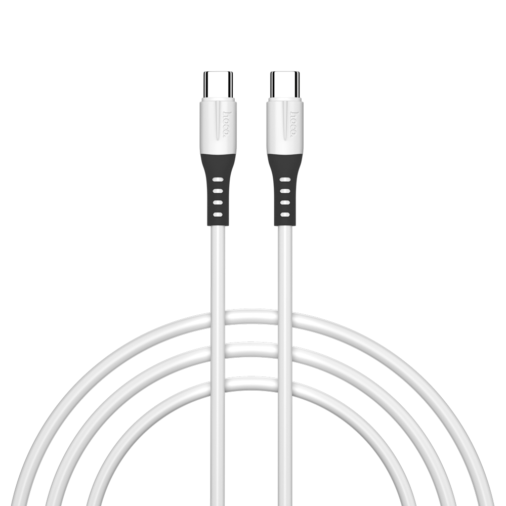 Кабель для зарядки Type C-Type C hoco. модель X82, 60Вт, 1м, 3А, силикон, белый, арт.№ 931-565