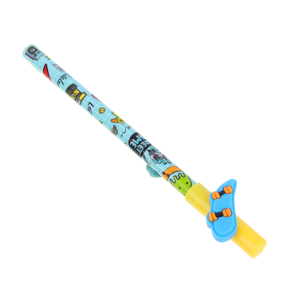 Ручка гелевая "Пиши - стирай", синяя, с фигуркой в форме джойстика, мяча и скейта, 3 диз., 16,2 см, арт.№ 591-037