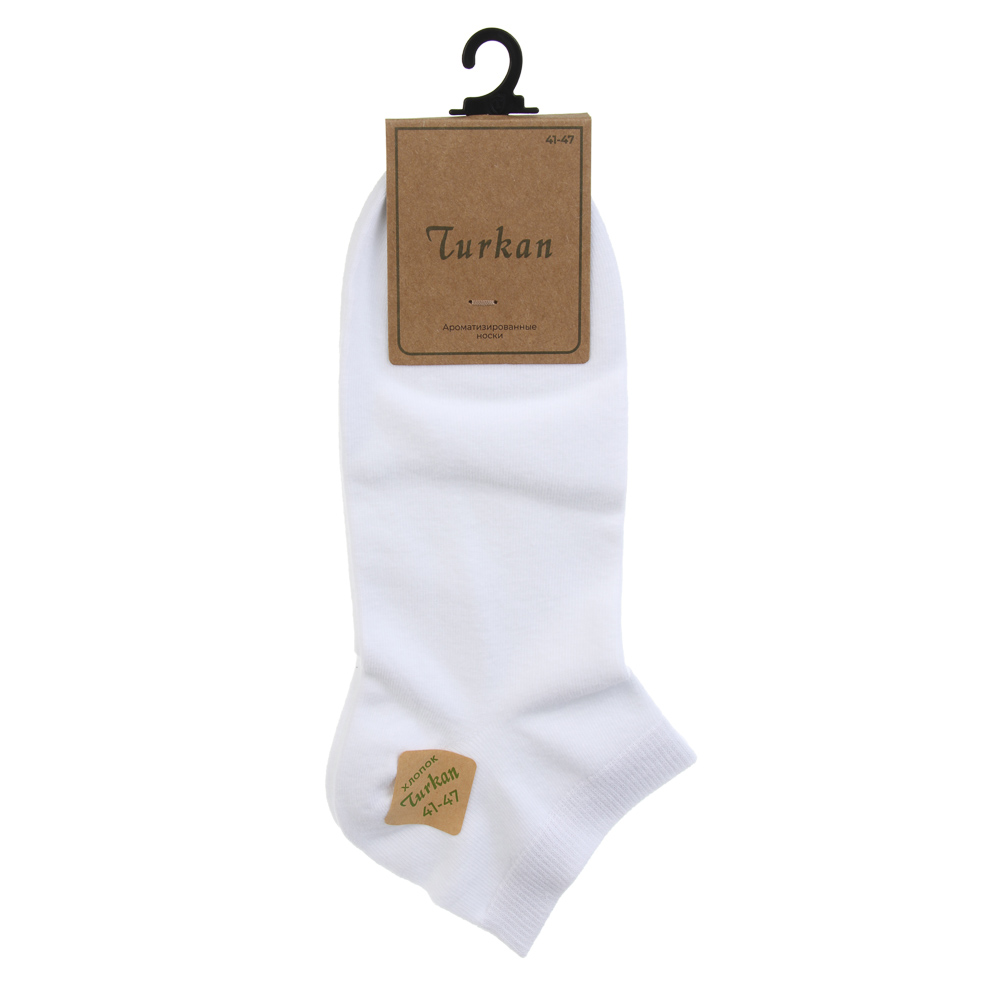 Носки мужские короткие, тм TURKAN, р. 41-47, 90% хлопок, 8% полиамид, 2% лайкра, цвет белый, BX9031Б, арт.№ 019-682