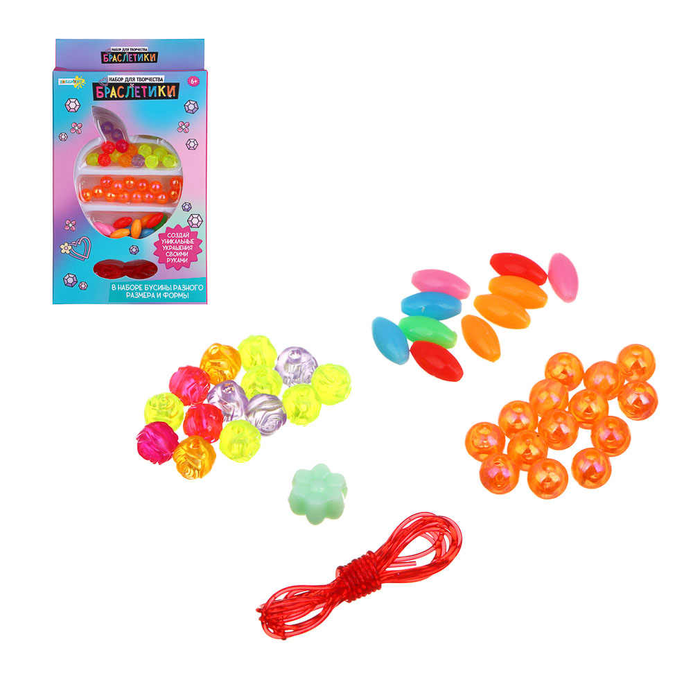 ХОББИХИТ Набор для творчества "Браслетики", 30-38 элементов, PS, 9х16х2см, 3 дизайна, арт.№ 283-210