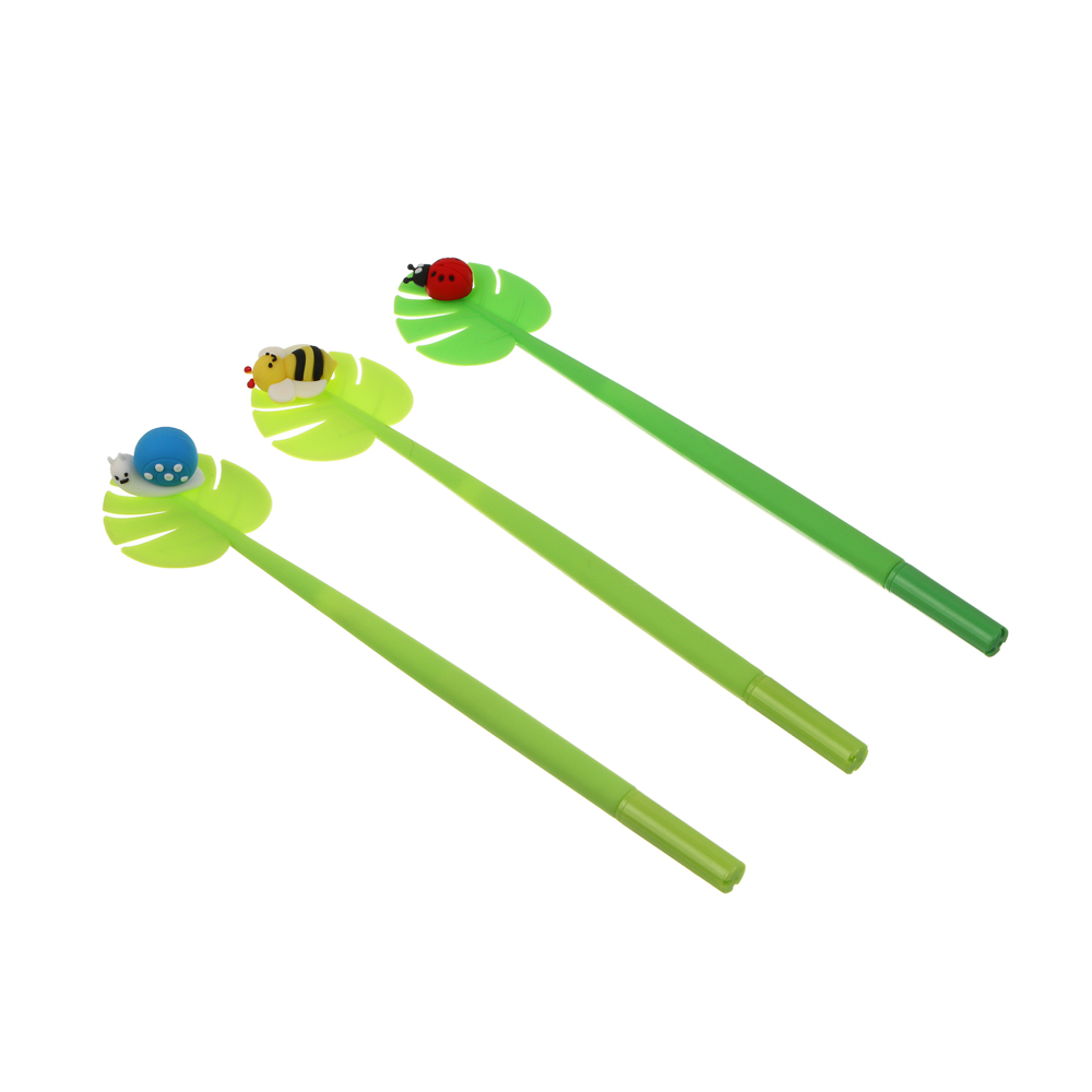 Ручка гелевая синяя 0,5мм, "Летний сад", гибкий силиконовый корпус, 3 дизайна, шоу-бокс, арт.№ 591-356