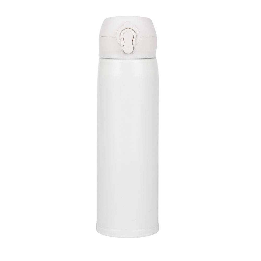 Термос-кружка с крышкой на защелке, 0,45 л, нерж. сталь, белый, арт.№ 841-919