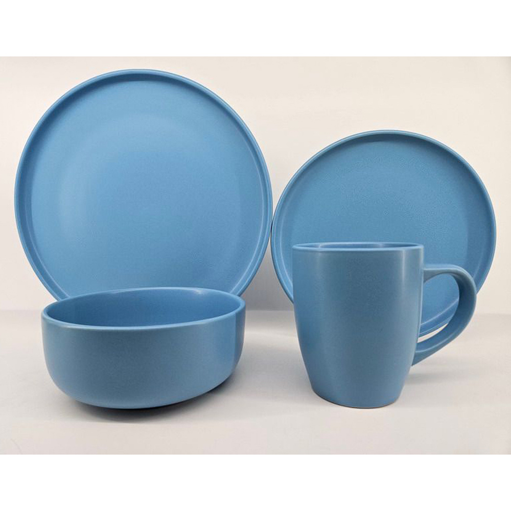 GT Набор стол.посуды 16пр(тар26см*4, тар20см*4, салатн14см*4, кружка340мл*4) керамика, голубой, арт.№ 824-265