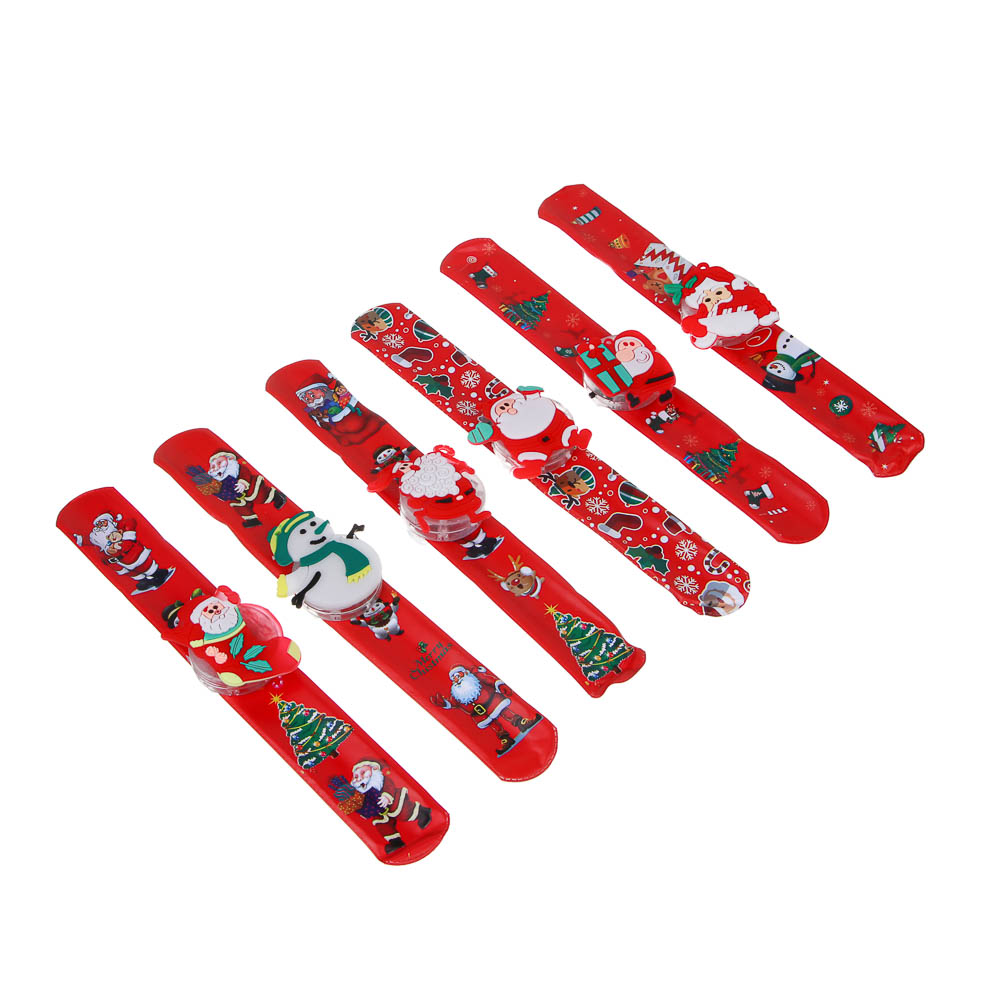 СНОУ БУМ Новогодний браслет клик-клак с подсветкой LED, 22см, пластик, 3хAG3, 1 режим, ассорт. диз., арт.№ 153-189