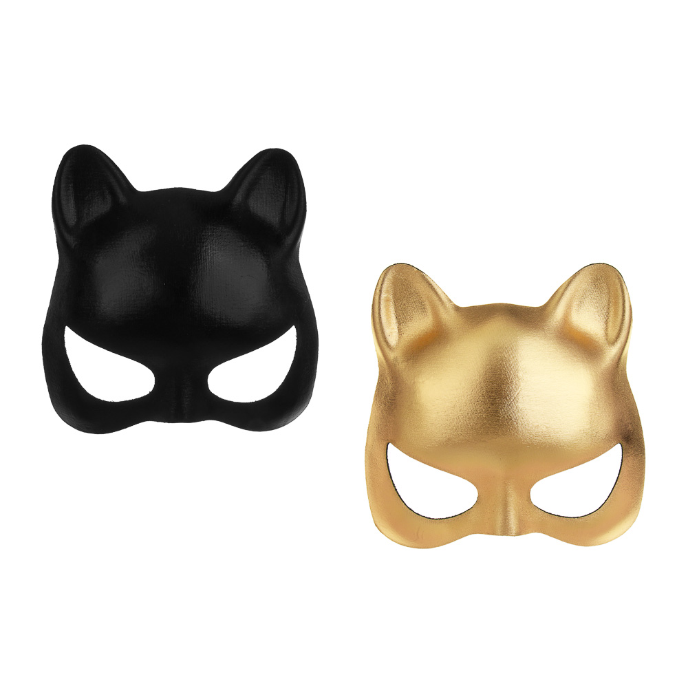 СНОУ БУМ Маска карнавальная "Кошка", 15х16см, пластик, ткань, 2 дизайна, арт.№ 391-309