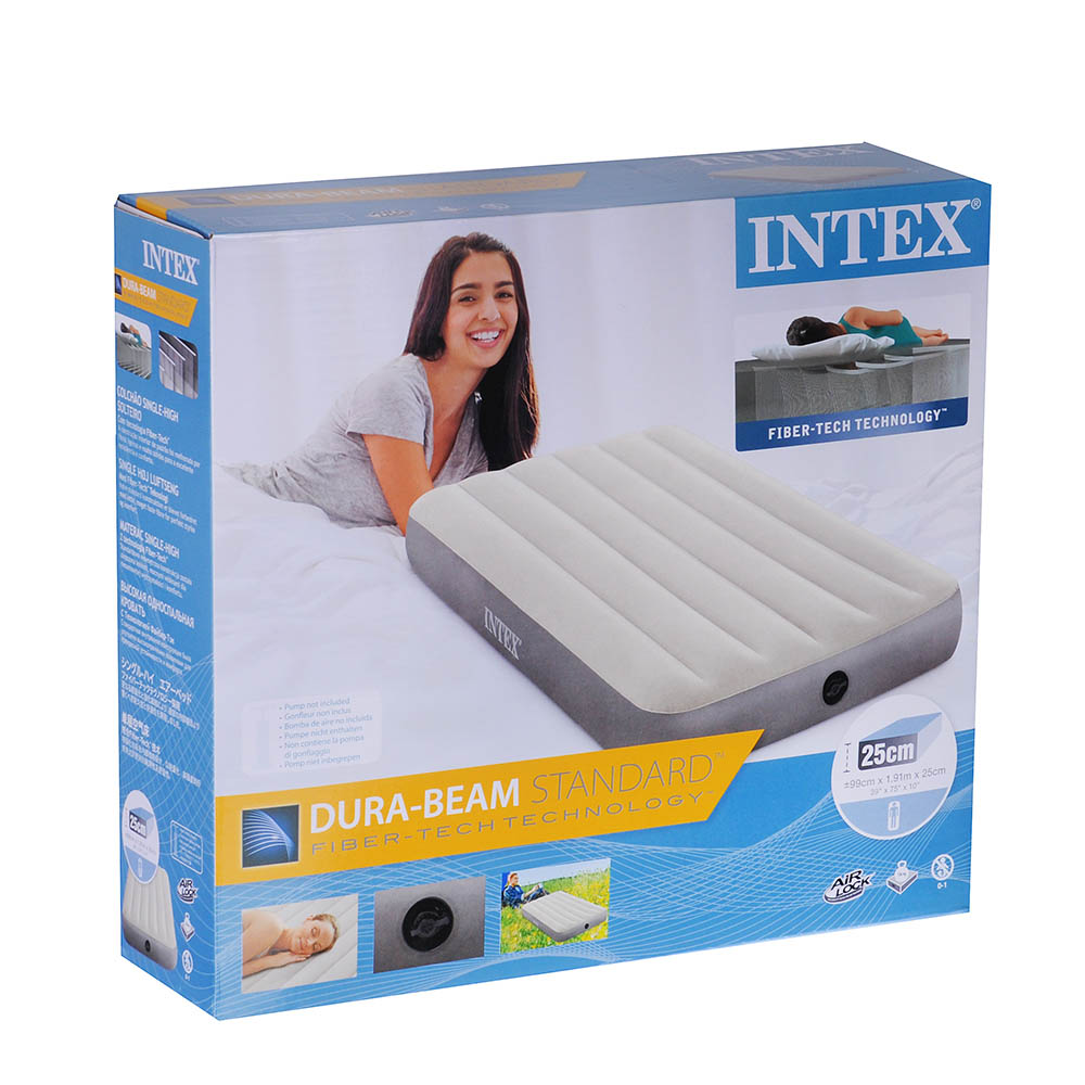 INTEX Матрас надувной TWIN DELUXE SINGLE-HIGH, 99х191х25 см, 64101, арт.№ 108-025