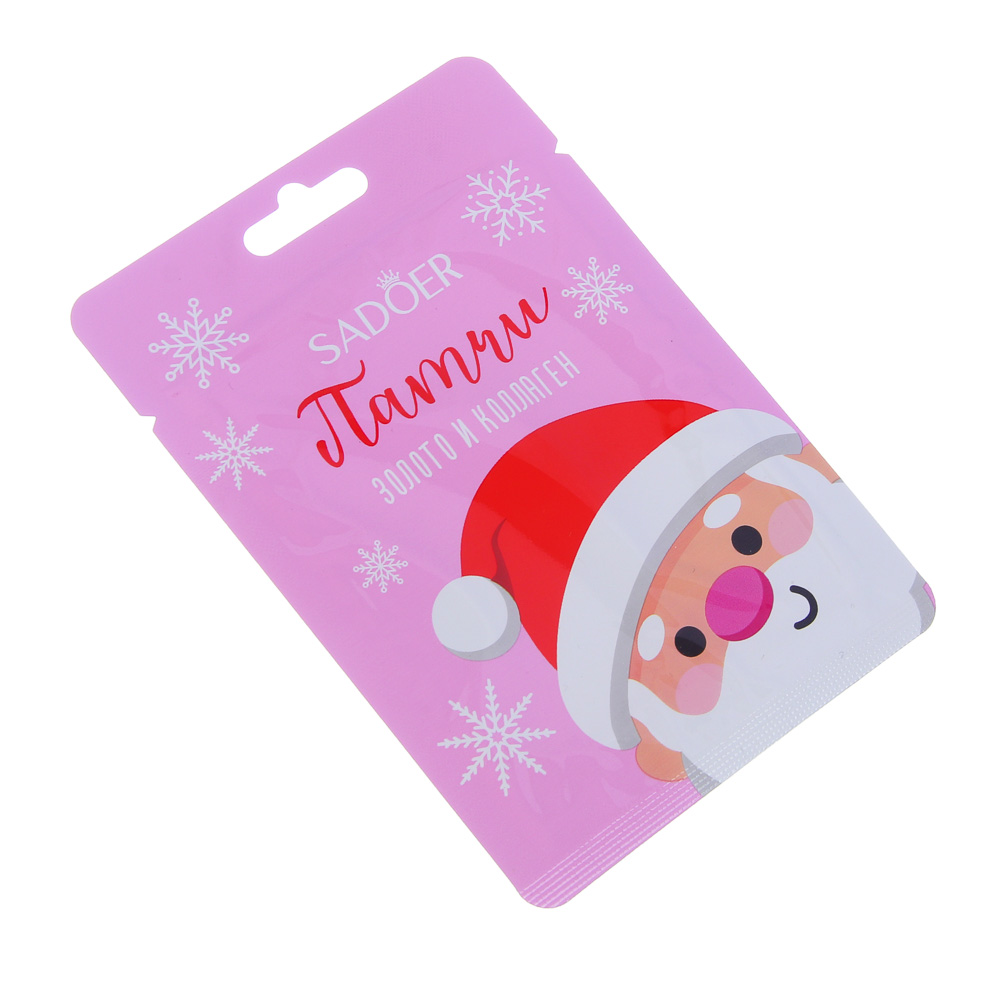 Патчи для глаз от темных кругов и отеков 1 пара тм SADOER Merry Xmas, 7,5 гр, 24-К золото и коллаген, арт.№ 022-191