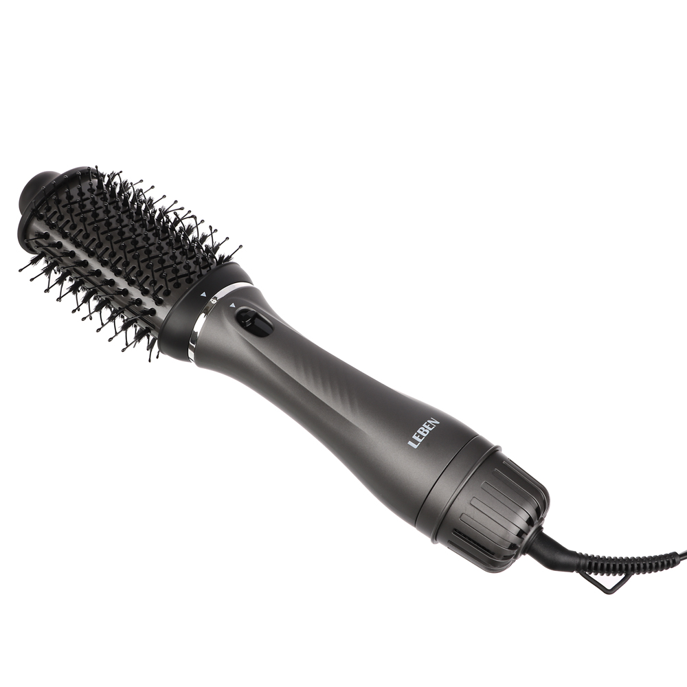 LEBEN Фен-щетка для волос, 3 насадки, 1200 Вт, металл, пластик, черный, арт.№ 259-223