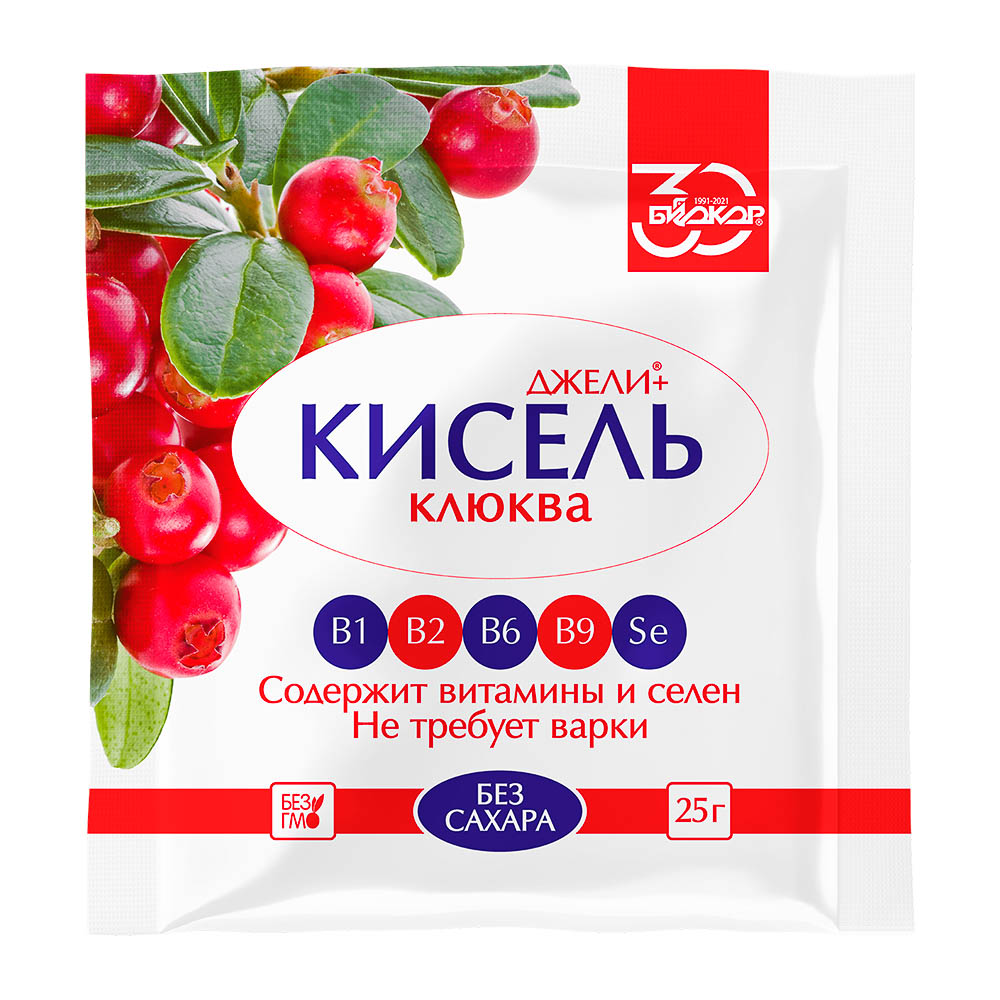 БАД к пище Кисель Джели+ с клюквой, без сахара, 25г, арт.№ 015-248
