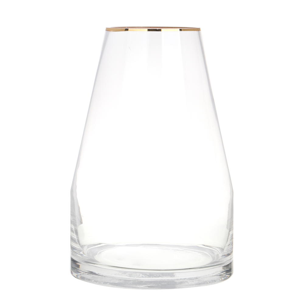 Ваза, 14х21см, стекло, цвет прозрачный, с золотой окантовкой, арт.№ 502-115