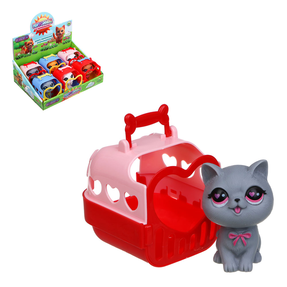 ИГРОЛЕНД Питомец в переноске, PP, ABS, 8х9х9 см 3 дизайна, арт.№ 258-075