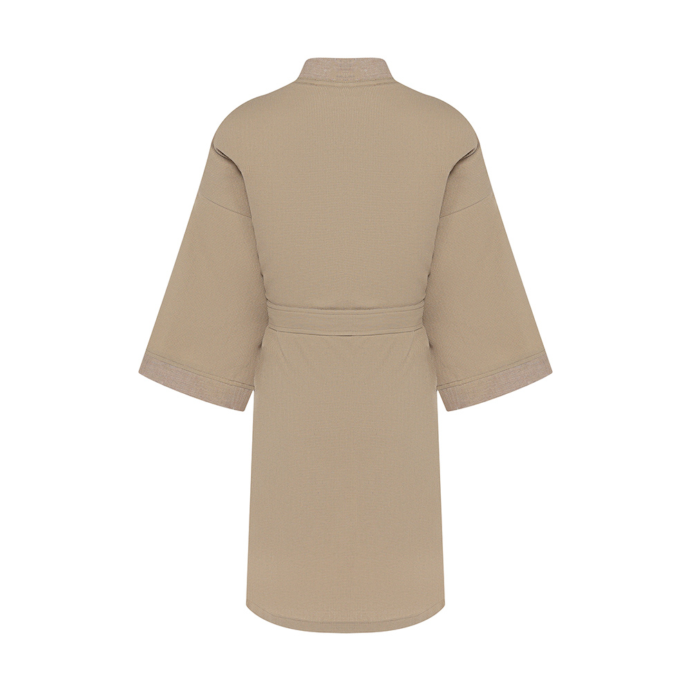BY COLLECTION Халат женский вафельный, size S/M, 90% хлопок, 10% полиэстер, бежевый, арт.№ 482-618