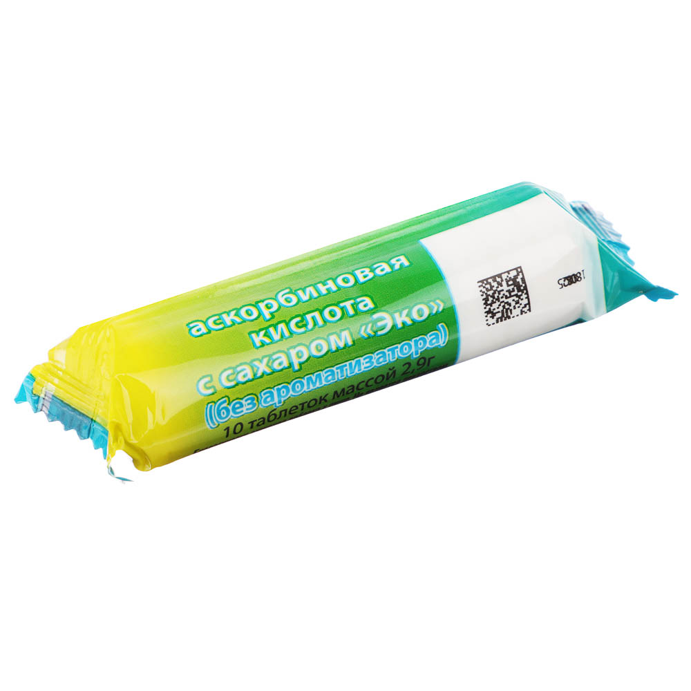 БАД Аскорбиновая кислота с сахаром "ЭКО" без ароматизатора, 10 табл, 2,9г, арт.№ 015-214