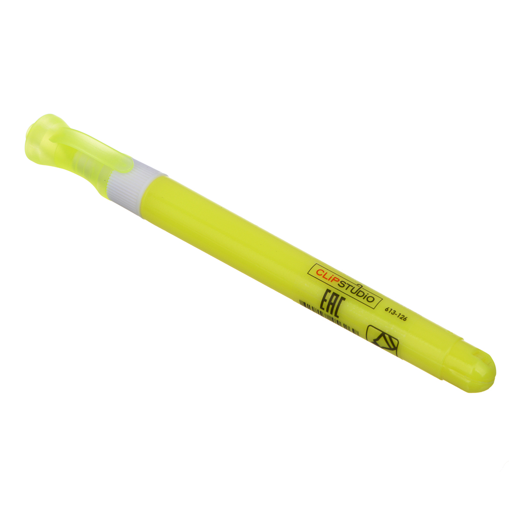 ClipStudio Маркер-выделитель желтый, круглый корпус, скошенный наконечник, арт.№ 613-126