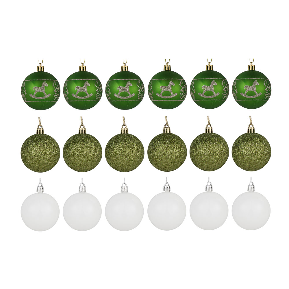 СНОУ БУМ Набор шаров 6 см, 18 шт, пластик, глиттер, 26-151, арт.№ 309-067