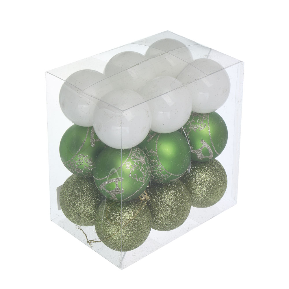 СНОУ БУМ Набор шаров 6 см, 18 шт, пластик, глиттер, 26-151, арт.№ 309-067