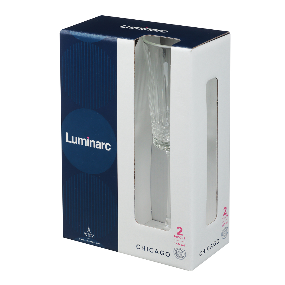 LUMINARC Чикаго Набор бокалов для шампанского 2шт 140мл, стекло, арт.№ 878-667