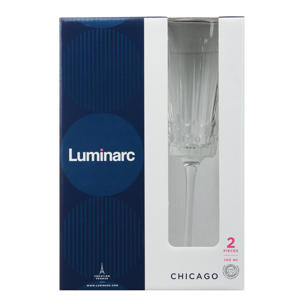 LUMINARC Чикаго Набор бокалов для шампанского 2шт 140мл, стекло, арт.№ 878-667