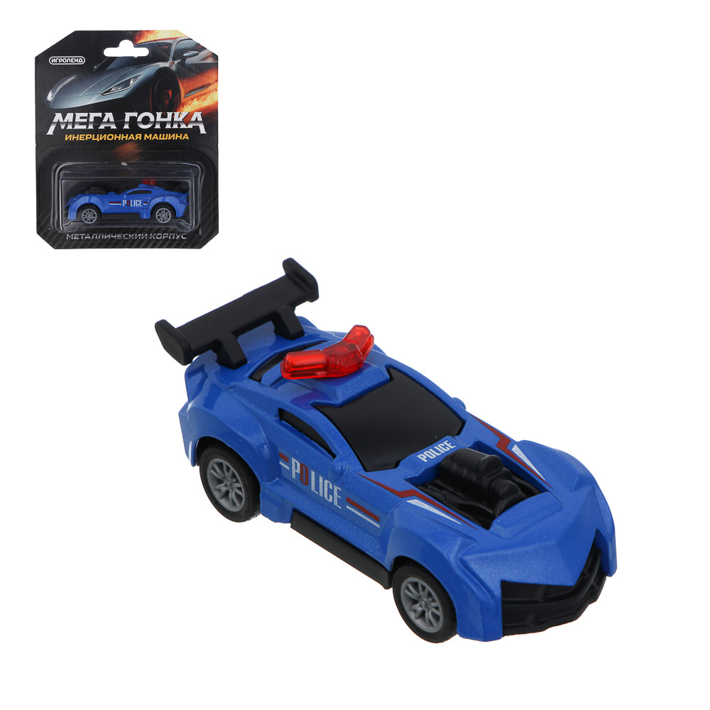 ИГРОЛЕНД Машинка "Мегагонка", инерция, металл, 10,9х13х3 см, 18 дизайнов, арт.№ 292-480