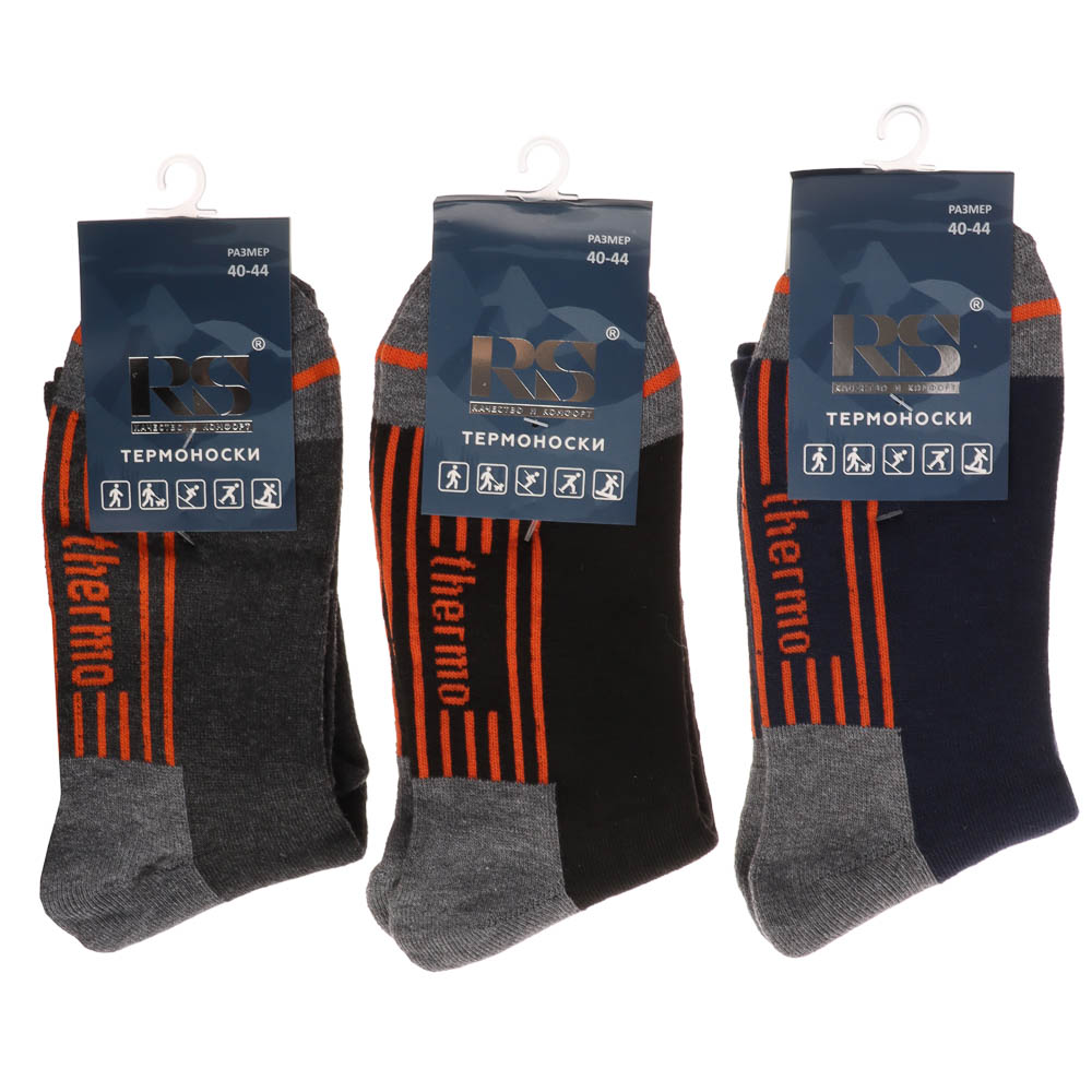 Термоноски мужские классические R082 р. 40-44, состав полиэстер 92%, спандекс 6%, латекс 2%, арт.№ 019-529