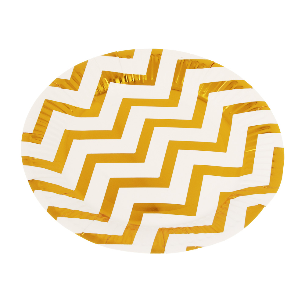 Набор тарелок бумажных тм Fntastic 18 см, 6 шт, фольгированные узоры, бумага, 2 цвета, арт.№ 530-502