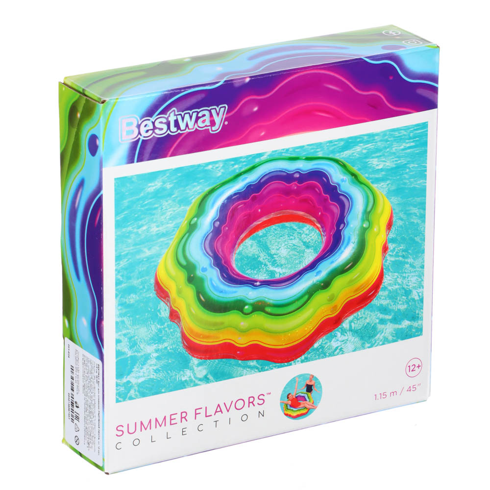 BESTWAY Круг для плавания РАДУЖНАЯ ЛЕНТА, от 12 лет, 115 см, 36163, арт.№ 091-034
