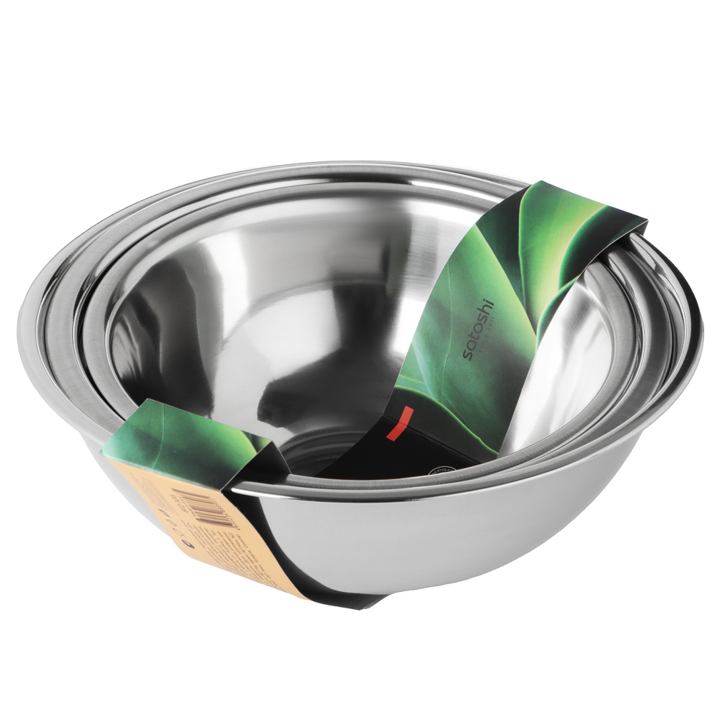 SATOSHI Набор мисок глубоких 3пр, 20-22-24см, 1200-1600-2200мл, нерж.сталь, арт.№ 812-103