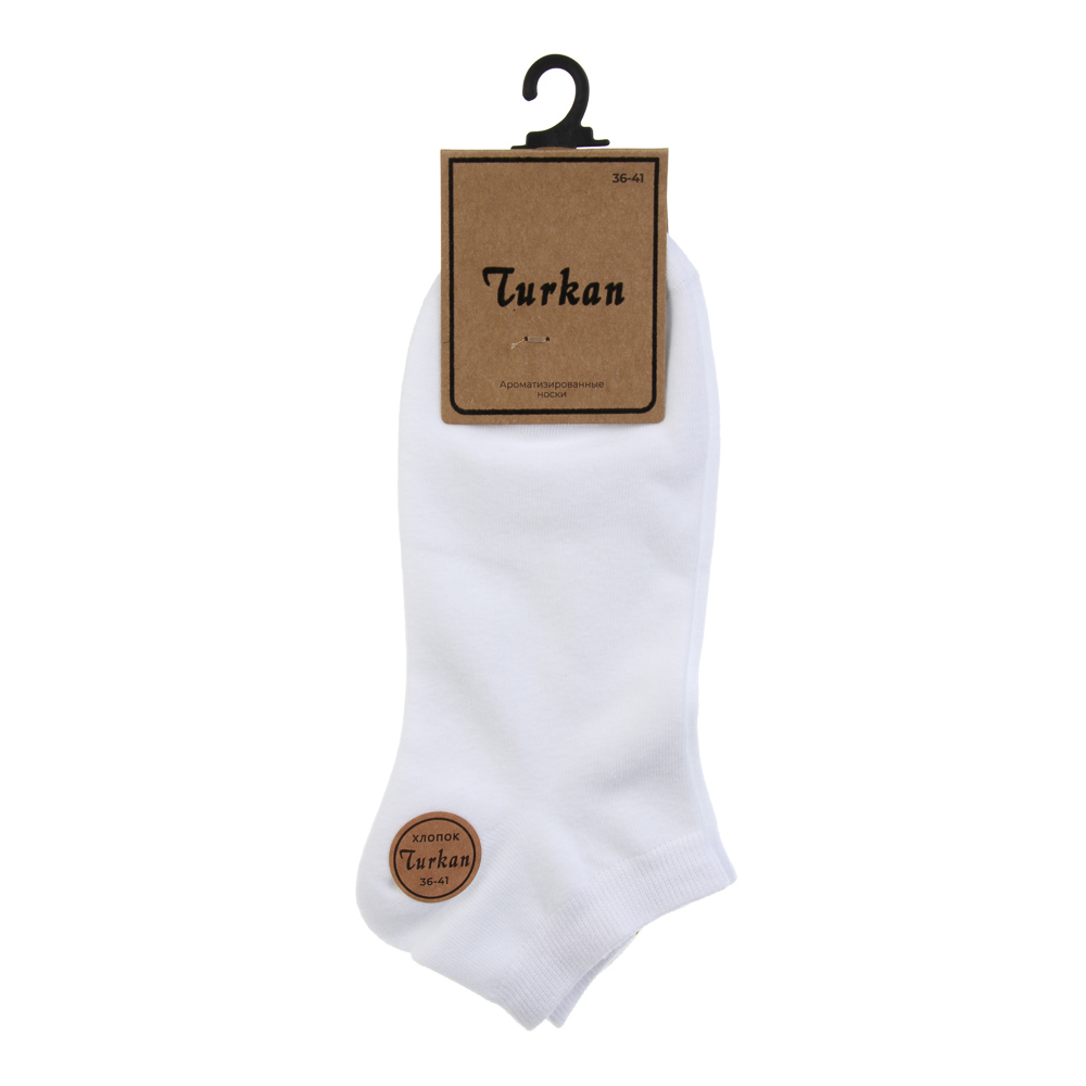 Носки женские короткие, тм TURKAN, р. 36-41, 90% хлопок, 8% полиамид, 2% лайкра цвет белый, BX680Б, арт.№ 019-683