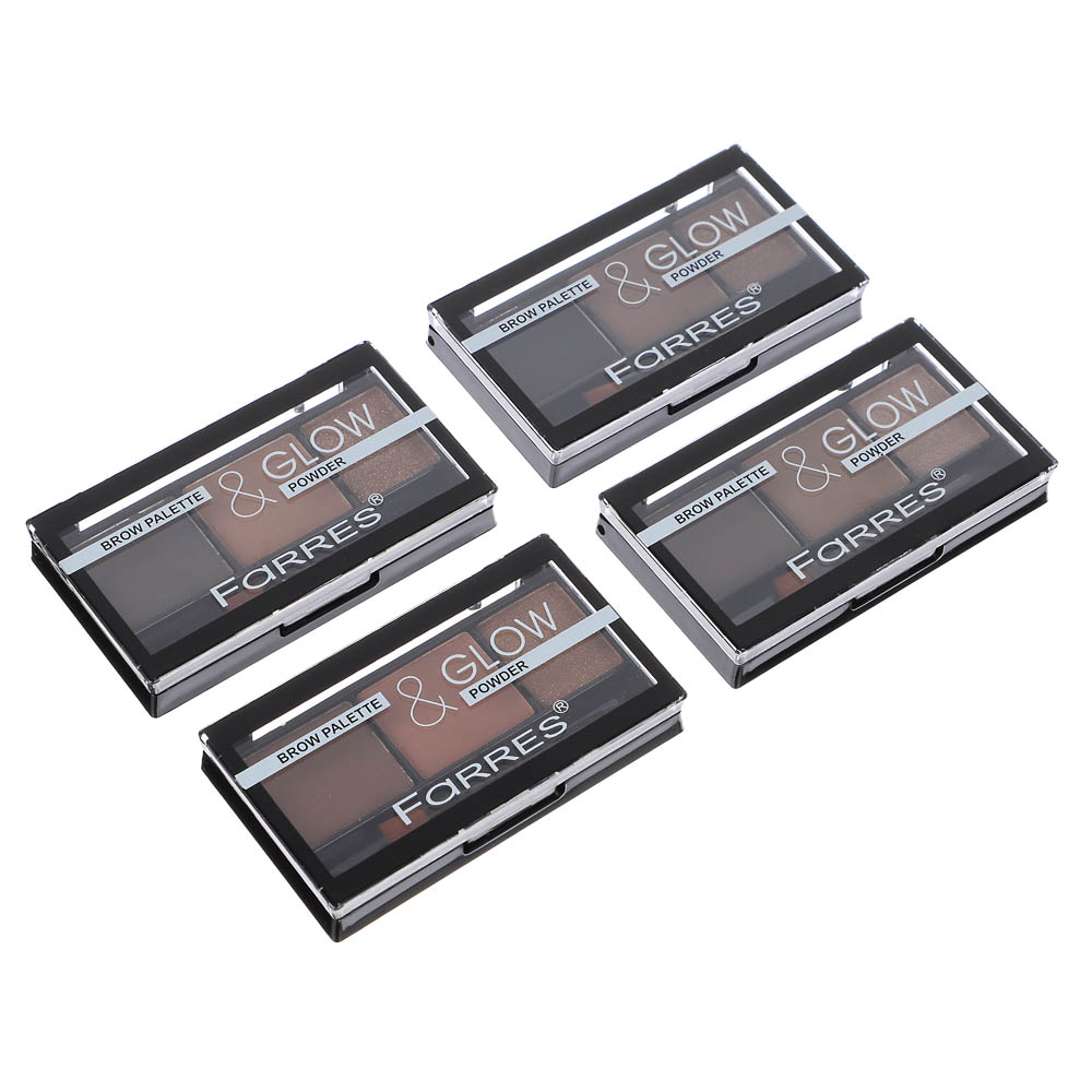 Тени для бровей "Brow&Glow", тм Farres, 3 цвета, арт.№ 330-663