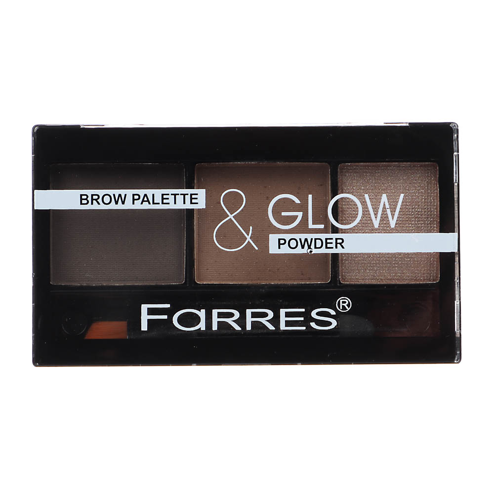 Тени для бровей "Brow&Glow", тм Farres, 3 цвета, арт.№ 330-663