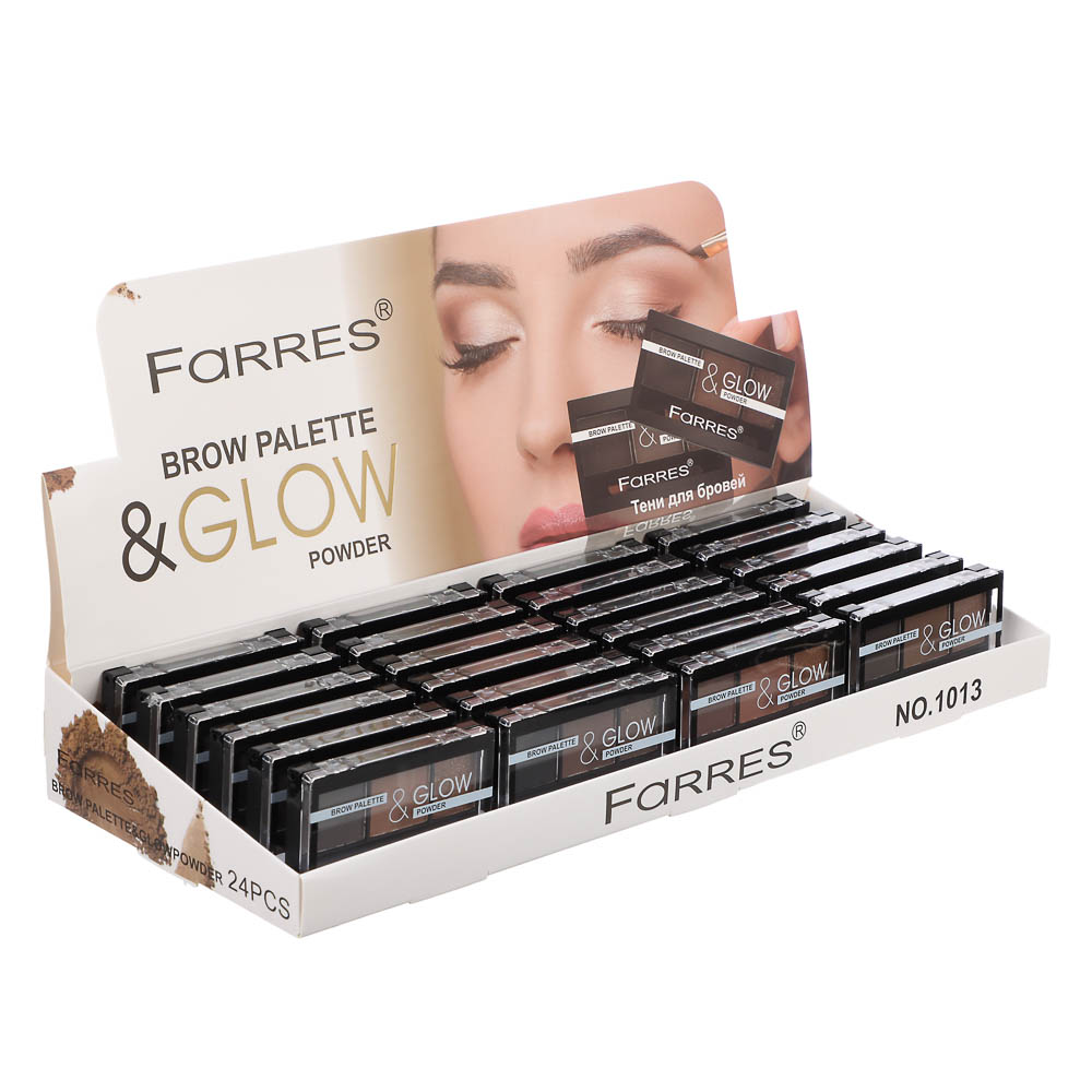 Тени для бровей "Brow&Glow", тм Farres, 3 цвета, арт.№ 330-663