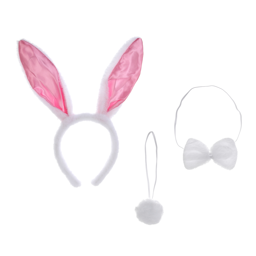 СНОУ БУМ Набор карнавальный "Зайка", 3 предмета, пластик, полиэстер, 2 дизайна, арт.№ 389-241