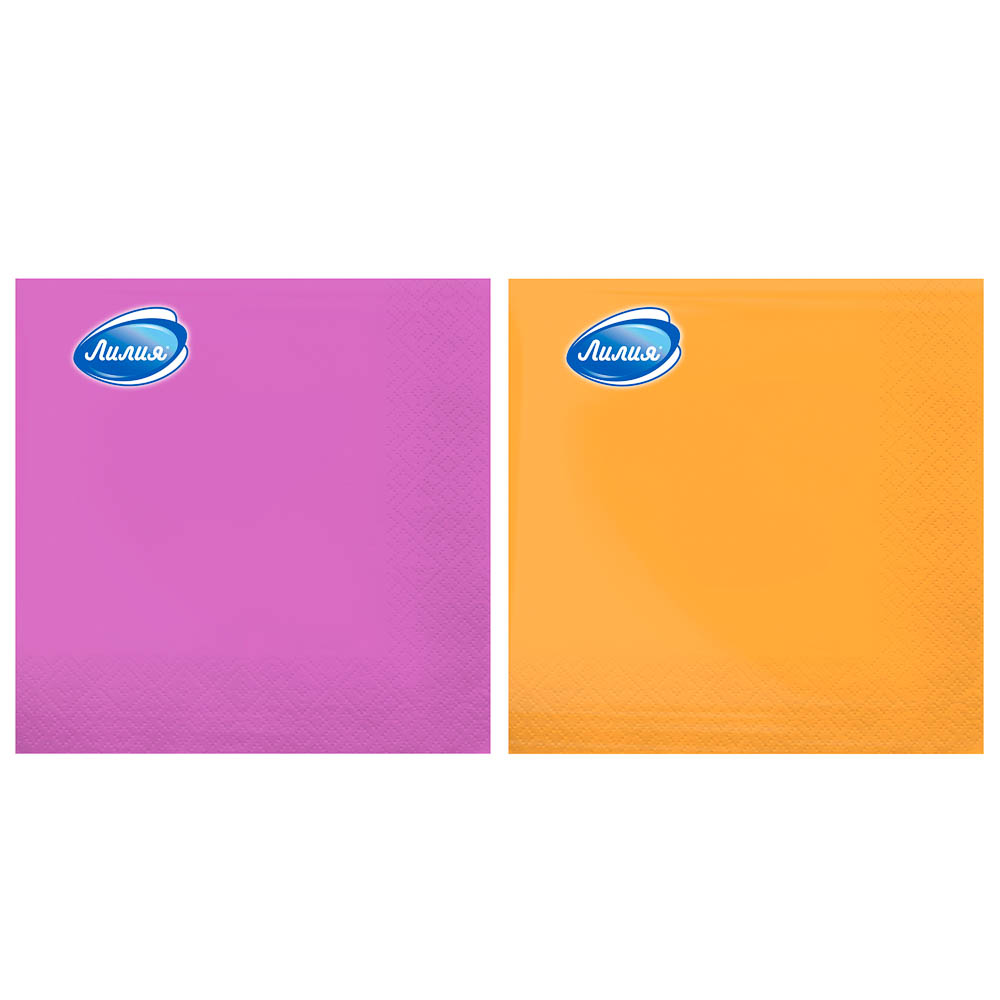 Салфетки бумажные Лилия Желтый/Розовый, 33х33см, 2 слоя, 20л, арт.№ 912-035