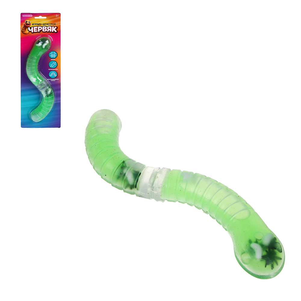 ИГРОЛЕНД Игрушка антистресс «Червяк», TPR, 32,5х10 см, 4 вида, арт.№ 297-128