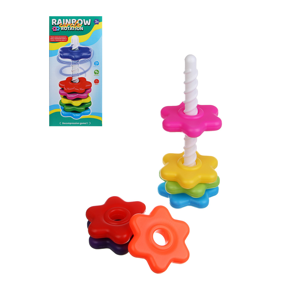 Развивающая игрушка пирамидка "Шестерёнки" 8 деталей, PE, 12х12х28см, арт.№ 270-061