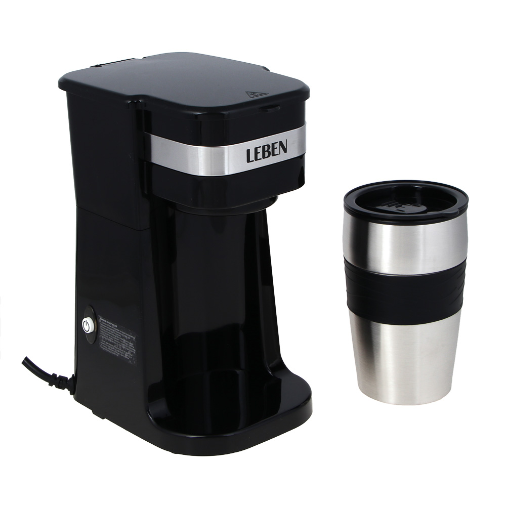 LEBEN Кофеварка капельная, 700Вт, термос-кружка 400мл в комплекте, арт.№ 286-039
