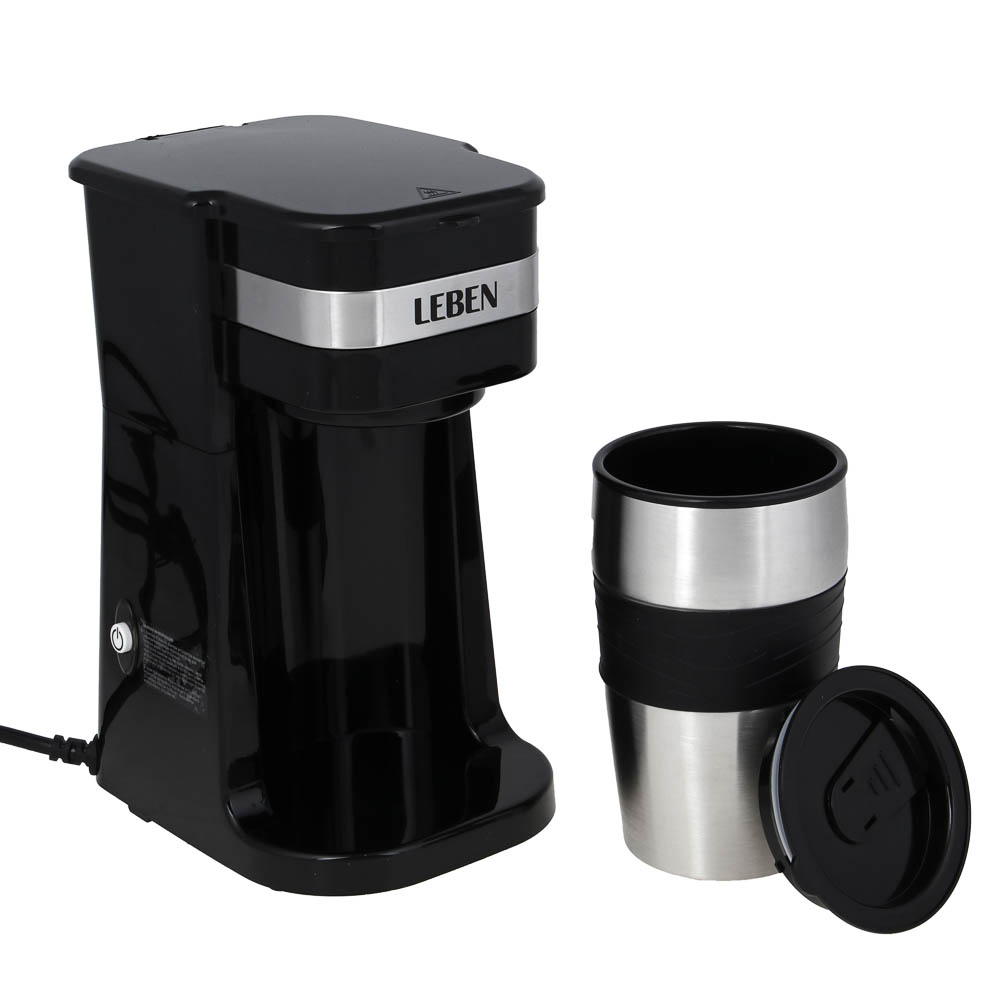 LEBEN Кофеварка капельная, 700Вт, термос-кружка 400мл в комплекте, арт.№ 286-039