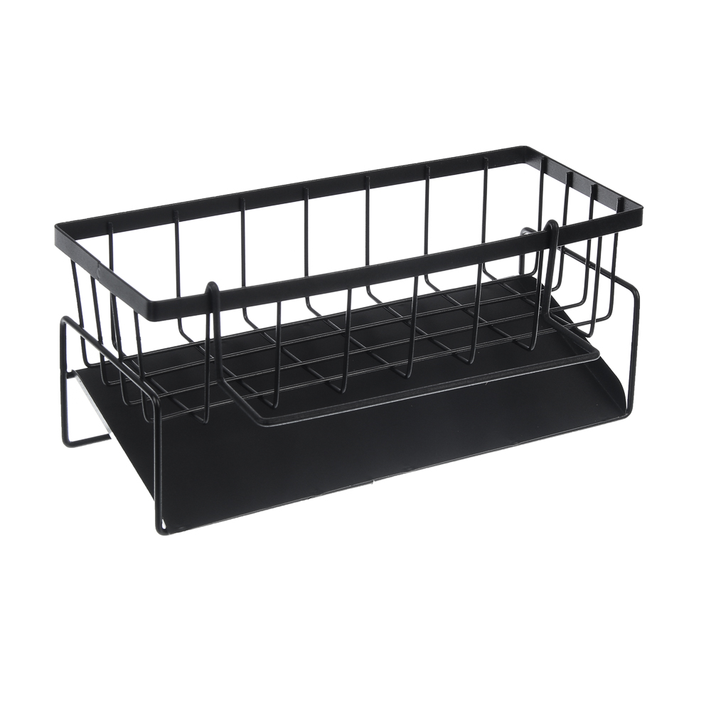 Держатель для губок и моющего, тм VETTA, слив-поддон, кронштейн для тряпок, 23х9х10см, металл, черн., арт.№ 441-285