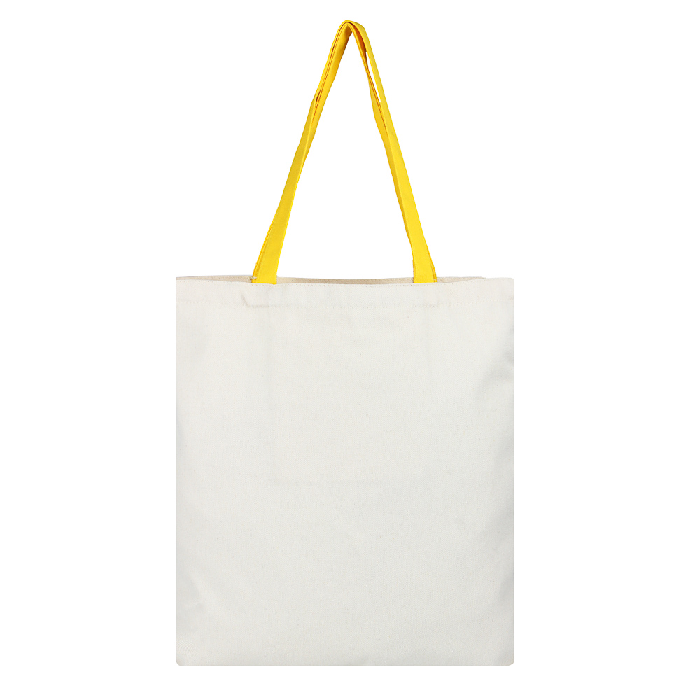 BY Сумка-шоппер, 38x42см, "Смайл желтый лен", внутр.карман, длинные ручки 58 см, ПЭ под лен, арт.№ 090-008