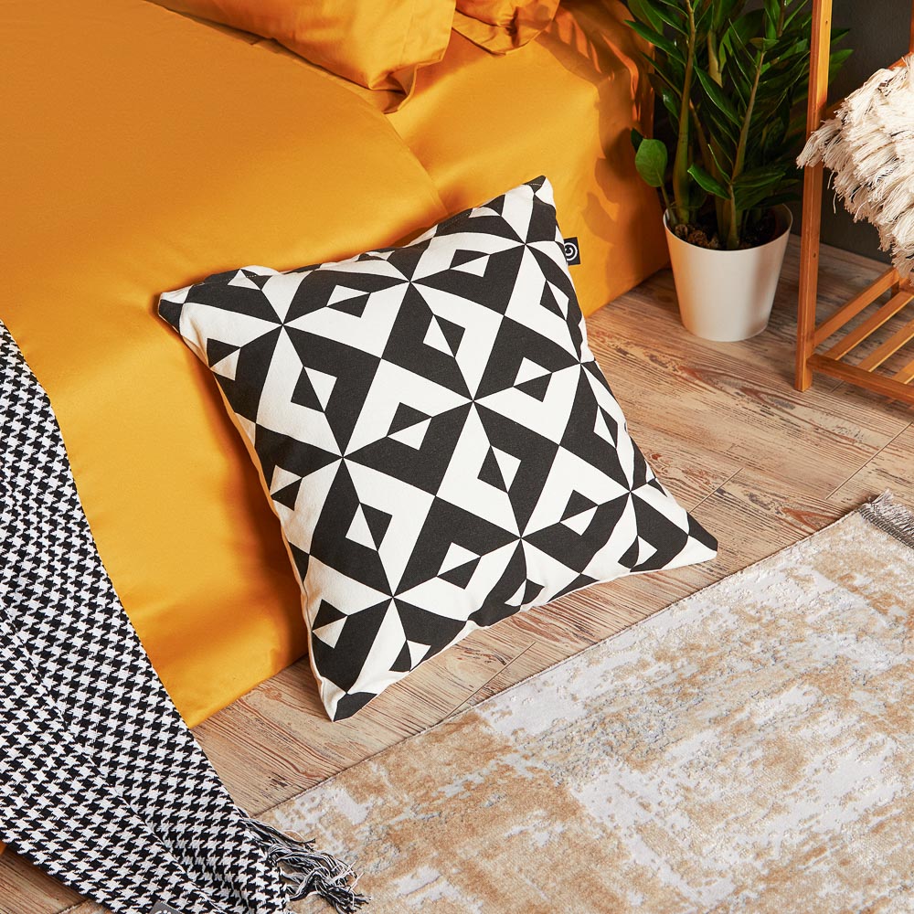 ВСЁГАЗИН Чехол для подушки 50х50см, хлопок, черно-белый, арт.№ 497-048