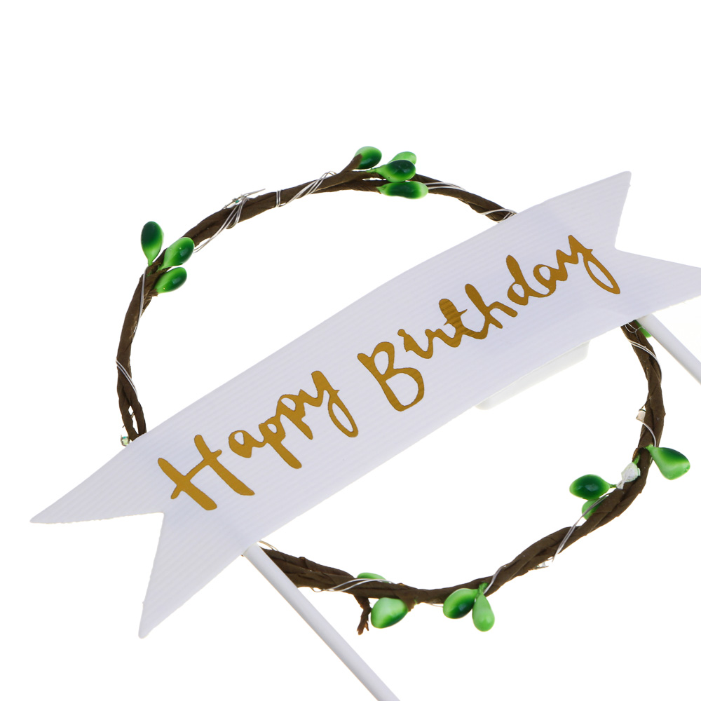 Топпер для торта "Happy birthday", 14x21см, бумага, LED нить, арт.№ 393-358