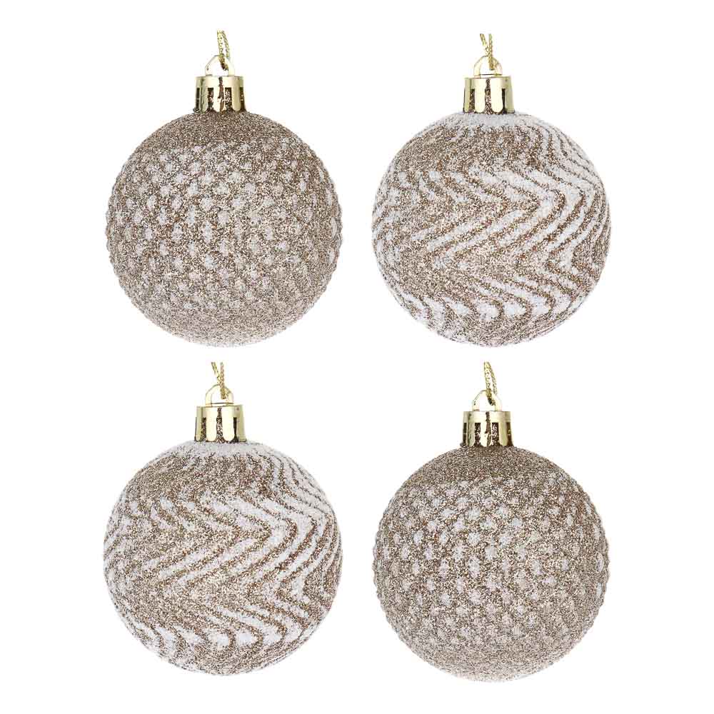 СНОУ БУМ Набор шаров 6 см, 6 шт, золото с посыпкой, 26-155, арт.№ 373-580