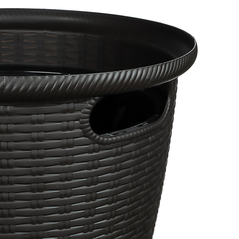 Кашпо InGreen Rattan D 380мм 30л с внутренним горшком 16 л, Горький шоколад, арт.№ 164-354
