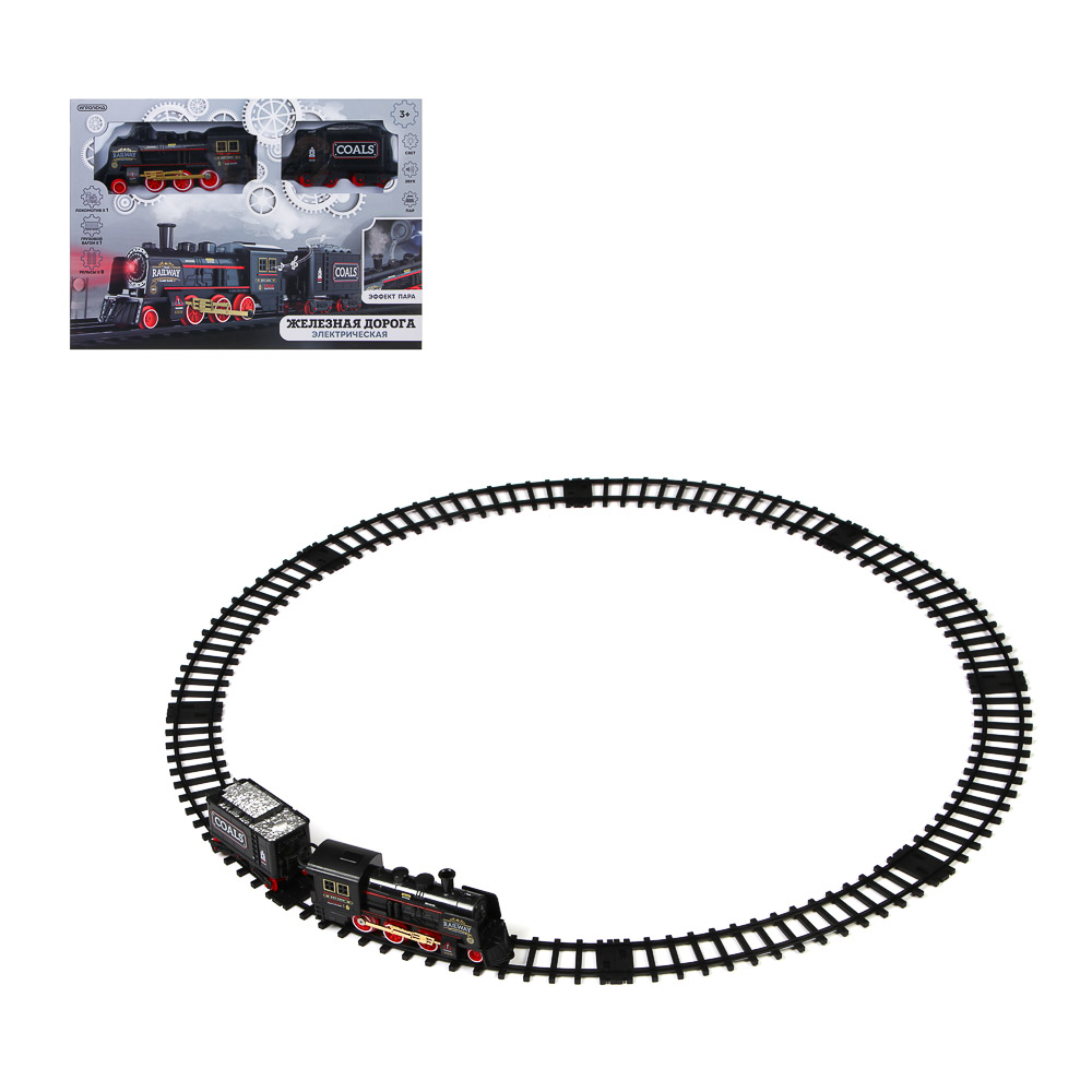ИГРОЛЕНД Электрическая железная дорога, свет, звук, пар, АКБ, USB, ABS, PP, 36,5х5,5х26,5 см, арт.№ 276-172